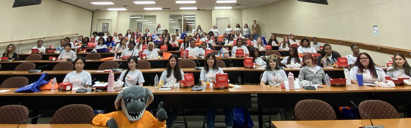 group of high school students at South University scrubs camp